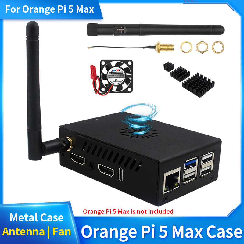 Pi 5 Case - Oranje Pi 5 Max-behuizing met ventilator