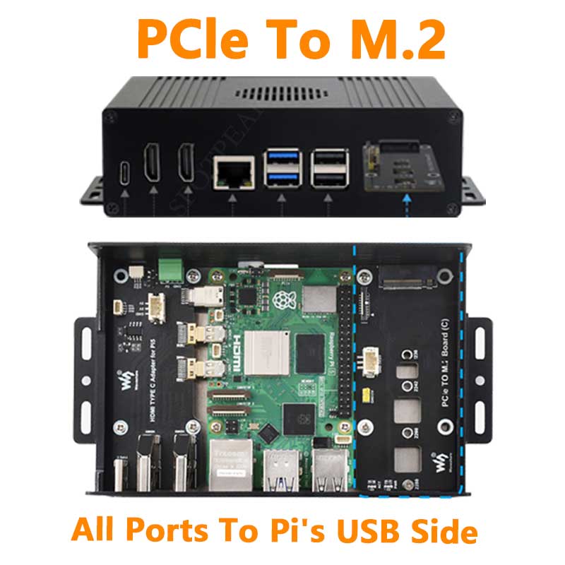 Raspberry Pi 5 - Raspberry Pi 5-boxbehuizing Kit-C PCIe naar