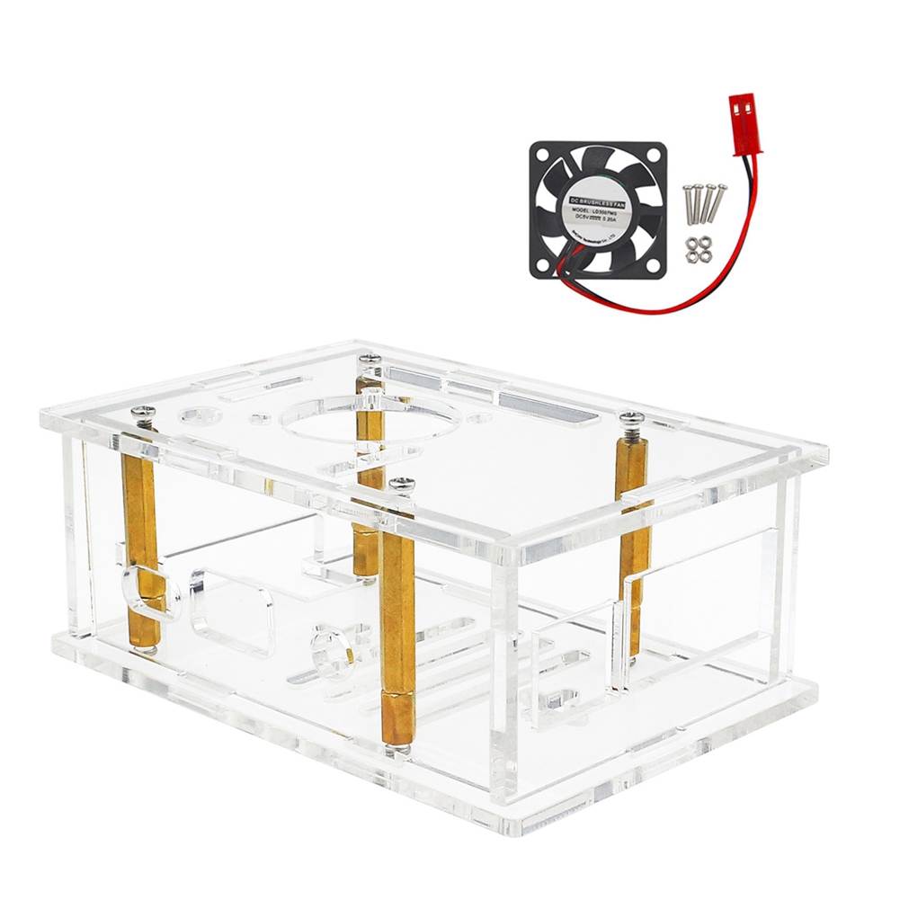 Pi 4 Case - ABFN-Acryl Behuizing Met Koelventilator Voor Orange