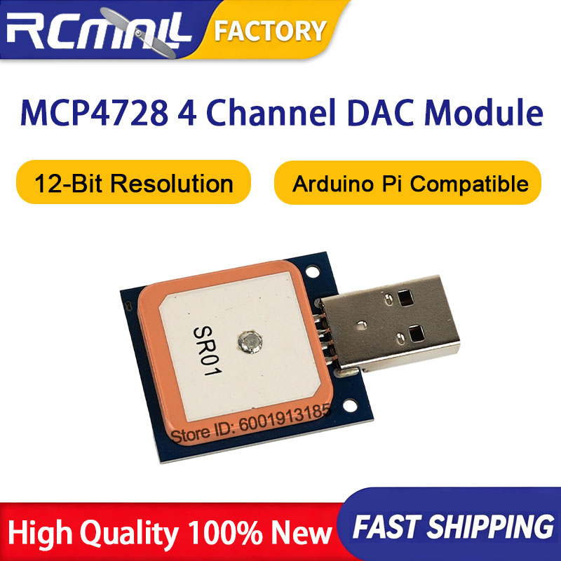 Raspberry Pi 4 - MCP4728 12-bit I2C DAC-module 4-kanaals digitaal-analoog